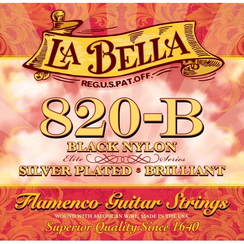 La Bella 820-B Black  Nylon / Silver Plated Brilliant Flamenco Guitar Strings