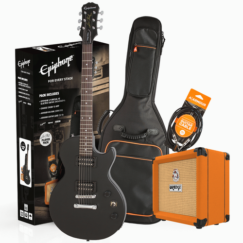 Epiphone LP Special E1 Electric Guitar Ebony  - Orange Crush Amp and Bag
