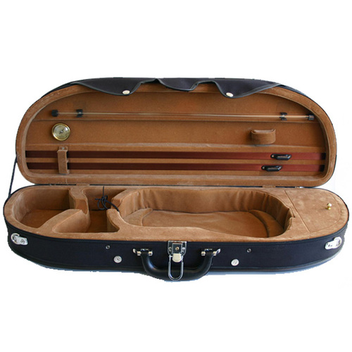 TG Half Moon Violin Case for 4/4 Violin Black / Tan