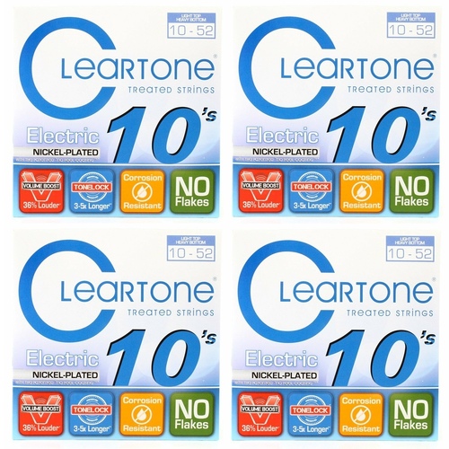 Cleartone 9420 Coated Electric Guitar Light Top/Heavy Bottom 10-52 - 4 Sets