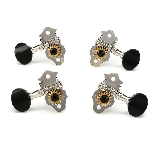 Grover 9NB Sta-Tite Geard Ukulele Tuners - Nickel with Black Buttons