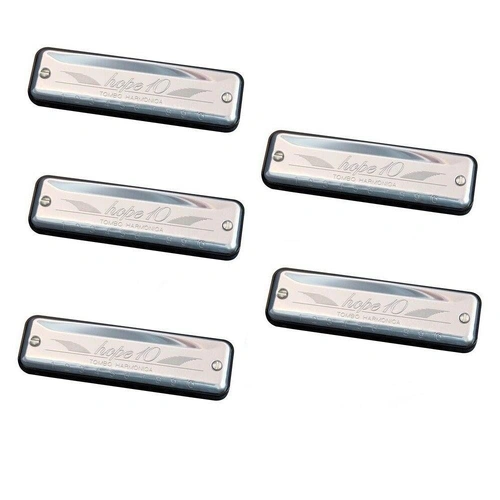 Tombo Harmonica Hope 10 hole Diatonic 5 pack keys of A Bb Eb D F Made in Japan