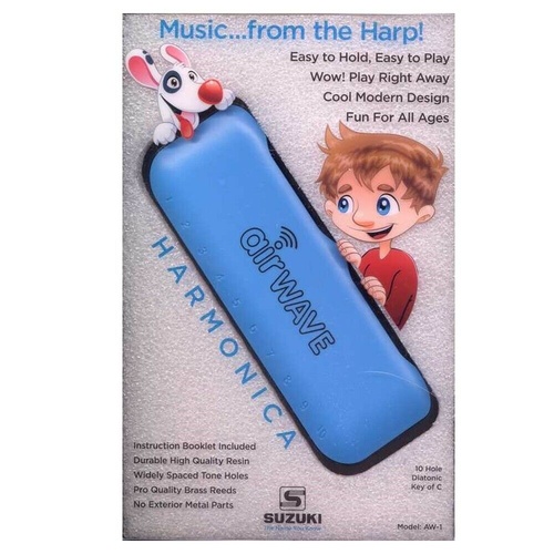 Suzuki Airwave Harmonica c/w instruction book - Blue - Easy to hold Easy to Play