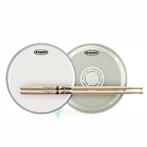 Evans 14" EC Reverse Dot Snare + Hazy side head C/W Promark 5B drumsticks