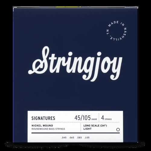 Stringjoy Medium Gauge (45-105) 4 String Long Scale Nickel Wound Bass Guitar Strings
