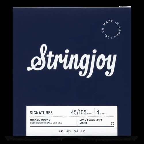 Stringjoy Medium Gauge (45-105) 4 String Long Scale Nickel Wound Bass Guitar Strings