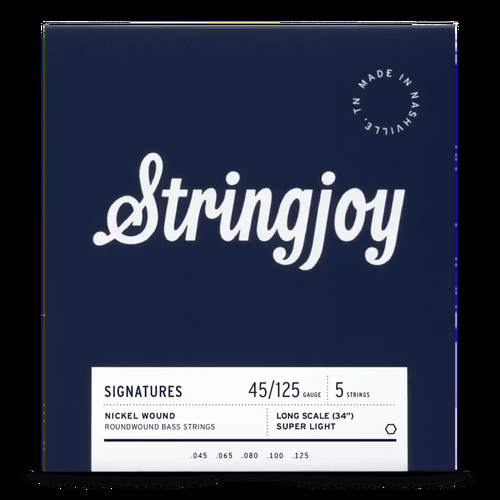Stringjoy Light Gauge (45-125) 5 String Long Scale Bass Guitar Strings