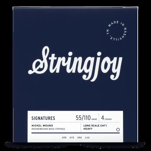 Stringjoy Heavy Gauge ( 55-110 ) 4 String Long Scale Nickel Wound Bass Guitar Strings