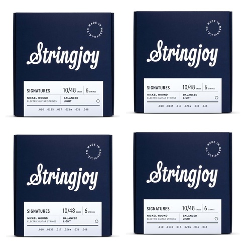 Stringjoy Signatures | Balanced  Electric Guitar Strings Gauge 10 - 48  - 4 Sets