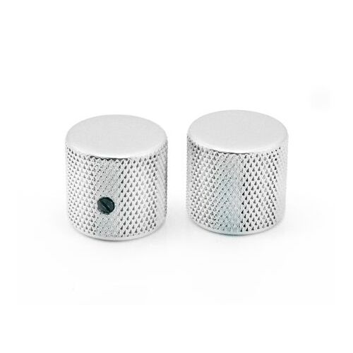 Flat Chrome Knob for Solid Shaft Pots - Set of 2