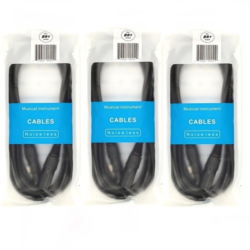 BBT Mic Cable 20FT ( 6m ) XLR Male to XLR Female 3 x  Microphone Cables