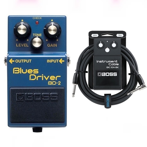 Boss BD-2 Blues Driver Guitar Effects Pedal with Boss BIC10A Instrument Cable