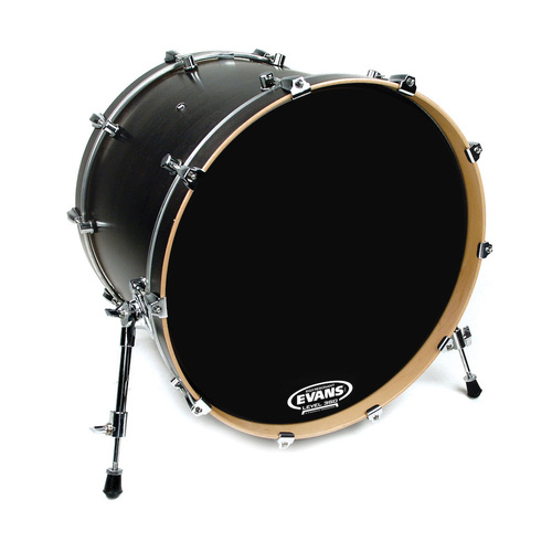 Evans EQ3 Resonant Black Bass Drum Head, No Port, 18 Inch