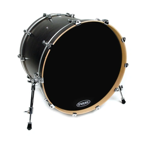 Evans EQ3 Resonant Black Bass Drum Head, No Port, 20 Inch