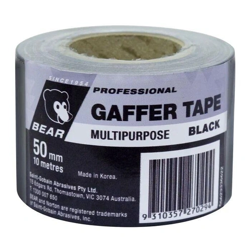 Bear 50mm x 10m Black Multipurpose Gaffer Tape - Black 10m