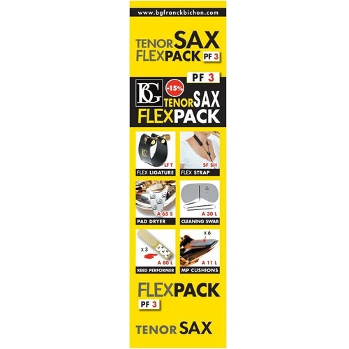 BG PF3 Flex Pack for Tenor Saxophone Flex Strap, Flex Lig/Cap, Swab, Pad Dryer