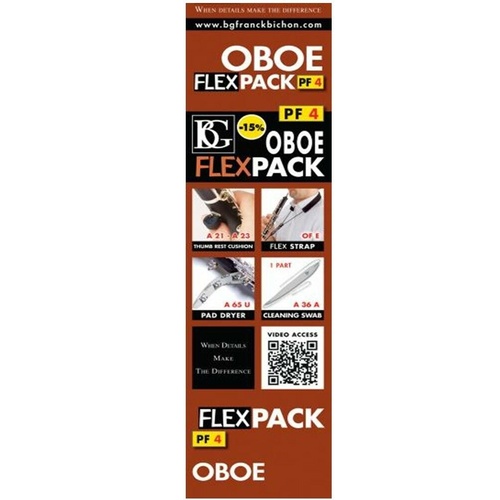 BG PF4 Flex Pack for Oboe Flex Strap, Swab, Thumb Rest Cushions, Pad Dryer
