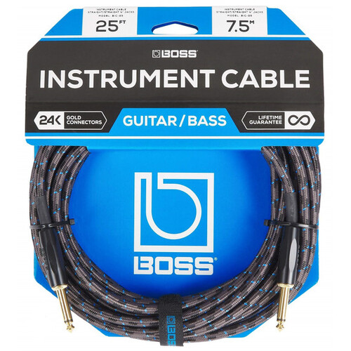 Boss BIC-25 Straight 1/4" to Same   Instrument Cable 25ft  - 7.5M