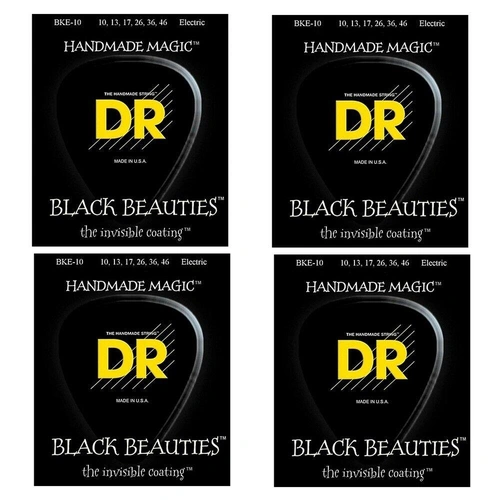 DR Strings Black Beauties Coated Electric Guitar Strings 10 - 46  4 SETS