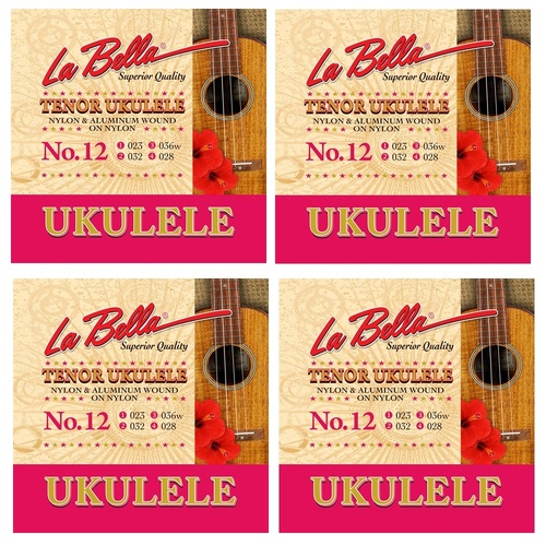 La Bella Tenor Ukulele Strings String Set  Perfectly Balanced , No. 12 - 4 Sets