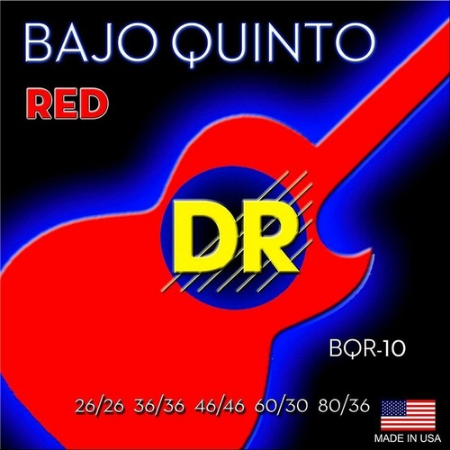 DR Strings BQR-10 Bajo Quinto Neon RED Coated 10 String Set