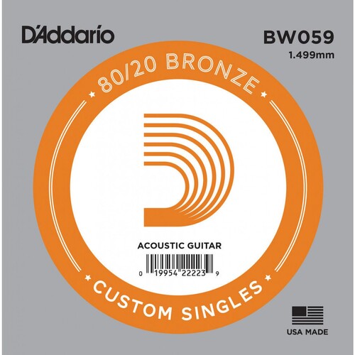 D'Addario BW059 Bronze Wound Acoustic Guitar Single String .059