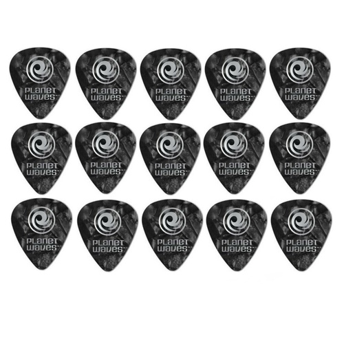 Planet Waves Guitar Picks Celluloid Extra Heavy Gauge Black Pearl 1.25mm , 15 Picks