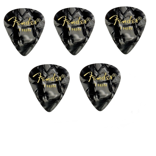 Fender 351 Premium Thin Celluloid  Guitar Picks -  Black Pearl - 5 Picks
