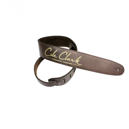 Cole Clark Guitar Strap Saddle Brown with GOLD Lettering