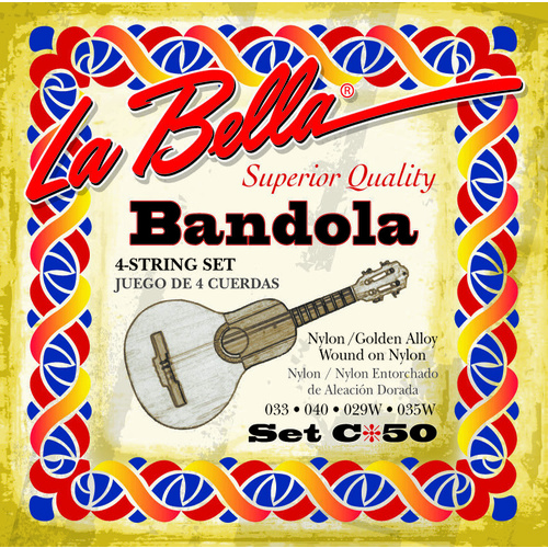La Bella Bandola Strings Nylon 4 String Set C50 Nylon / Golden alloy Wound