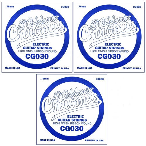 D'Addario CG030 Flat Wound Electric Guitar Single String .030 x 3 single strings