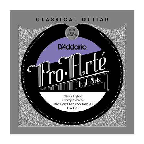 D'Addario CGX-3T Pro-Arte Clear Nylon w/ Composite G Classical Guitar Half Set, 