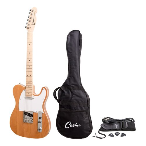 Casino TE-Style Electric Guitar (Natural Gloss) with Bag and strap