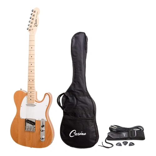 Casino TE-Style Electric Guitar (Natural Gloss) with Bag and strap