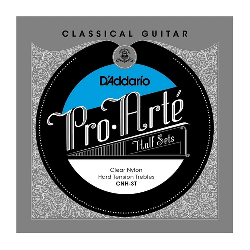 D'Addario CNH-3T Pro-Arte Clear Nylon Classical Guitar Half Set, Hard Tension