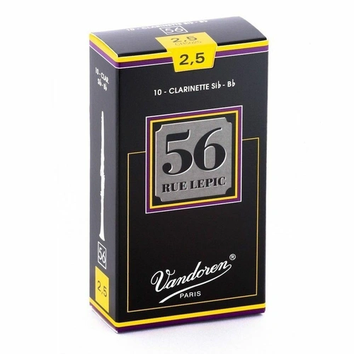Vandoren 56 Rue Lepic Bb Clarinet Reeds Strength 2.5 , Box of 10 Reeds
