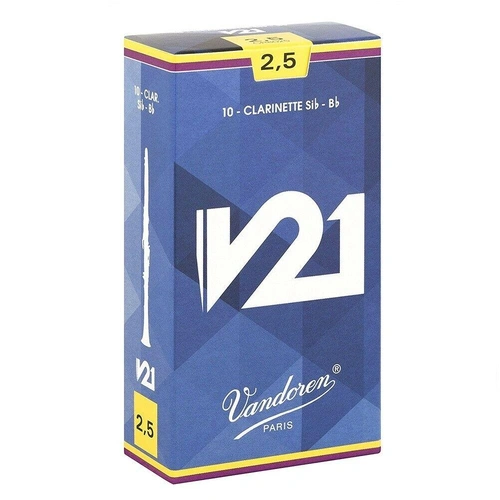 Vandoren CR8025 Bb Clarinet V21 Reeds Strength 2.5, Box of 10