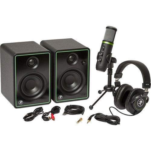 Mackie Creator Bundle EM-USB Microphone, MC-100 Headphones, CR3-X Studio Monitors