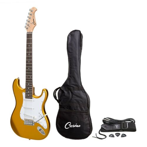 Casino ST-Style Electric Guitar (Gold Metallic) w/ Bag and Strap