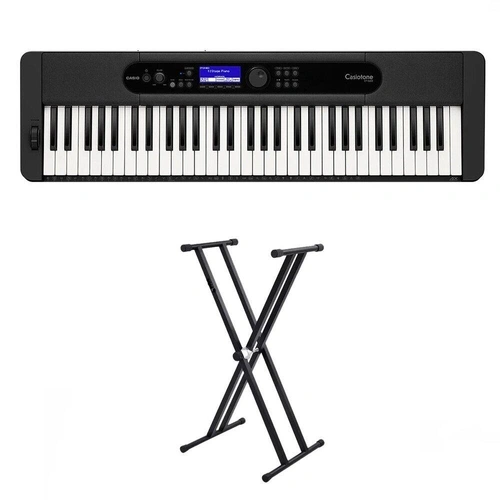 Casio Casiotone CTS400 61-Key Keyboard - Black with BBT Double Braced Keyboard Stand