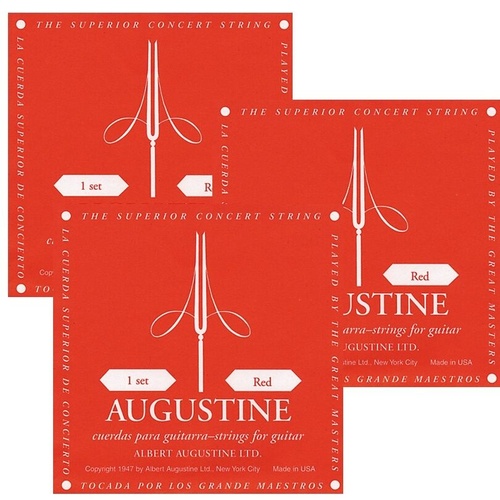 3 sets Augustine Classic Red Copper Bass / Nylon treble Classical Guitar Strings