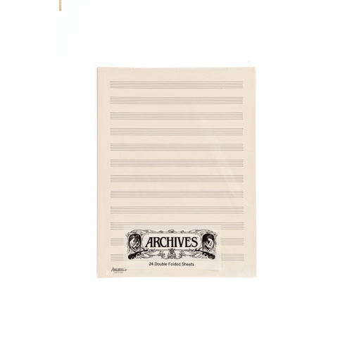 Archives Double-Folded Manuscript Paper Sheets, 12 stave, 24 Sheets