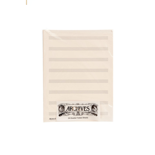 Archives Double-Folded Manuscript Paper Sheets, 8 stave, 24 Sheets