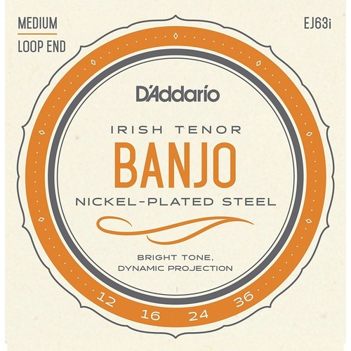D'Addario EJ63i Nickel Irish Tuning Tenor Banjo Light Strings 12 - 36
