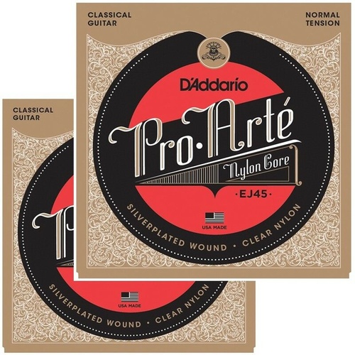 D'Addario 2 sets Classical Guitar Strings - Nylon and silver-plated copper Normal tension 