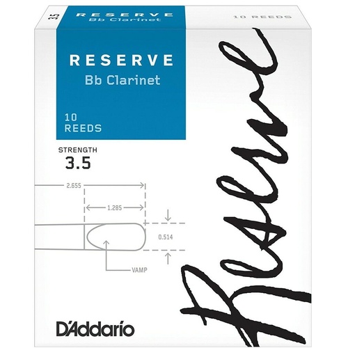D'Addario Woodwinds Rico Reserve Bb Clarinet Reeds, Strength 3.5, 10-pack