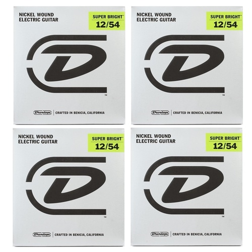 Dunlop Super Bright Electric Guitar Strings - .012 -.054 Heavy - 4 Sets 