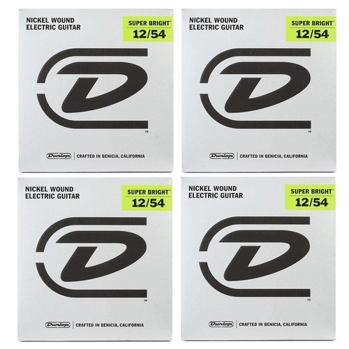 Dunlop Super Bright Electric Guitar Strings - .012 -.054 Heavy - 4 Sets 