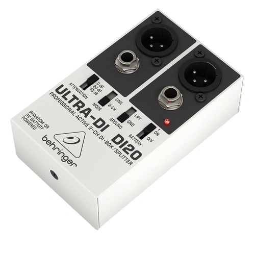 The Behringer Professional Active 2-Channel Ultra-DI DI20 DI Box/Splitter
