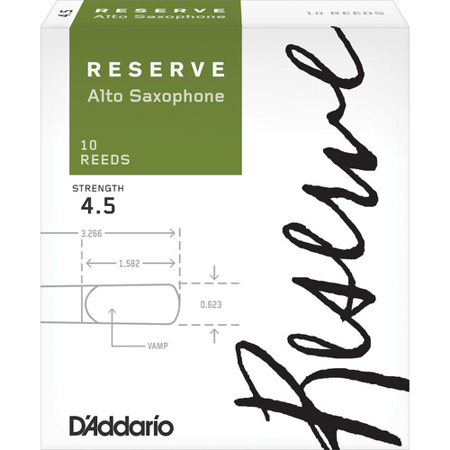 D'Addario Reserve Alto Saxophone Reeds, Strength 4.5, 10-pack